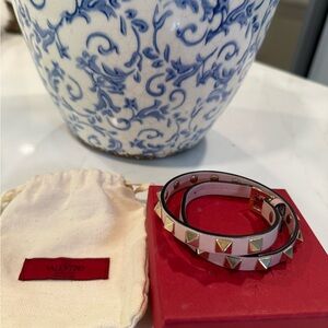 Valentino Pink and Gold Pyramid Stud Bracelet